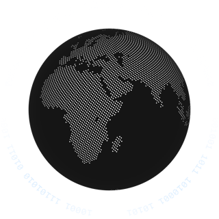 Moderne Weltkugel, umrandet mit binären Zahlen