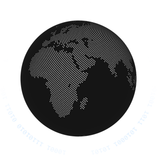 Moderne Weltkugel, umrandet mit binären Zahlen